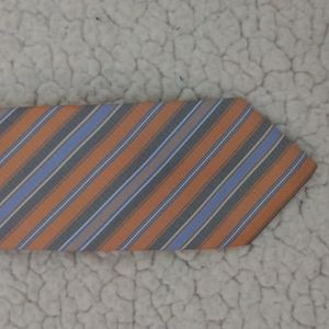 Ben Sherman Orange/Blue/White Stripe Skinny Silk Tie
